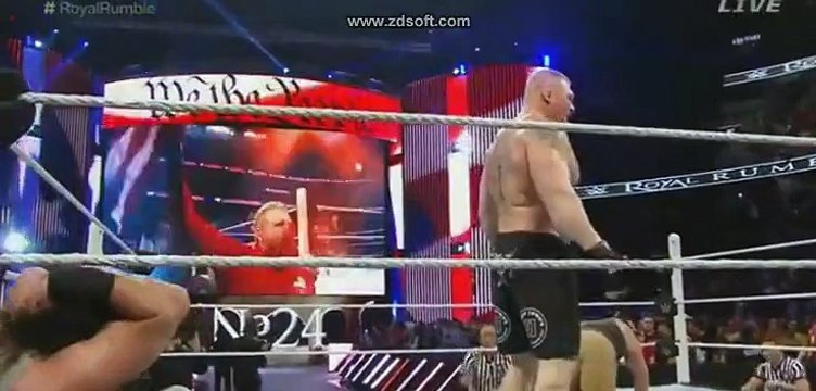 WWE ROYAL RUMBLE 2016 BROCK LESNAR DESTROYS EVERYONE !!!