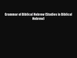 [PDF Download] Grammar of Biblical Hebrew (Studies in Biblical Hebrew) [Read] Full Ebook