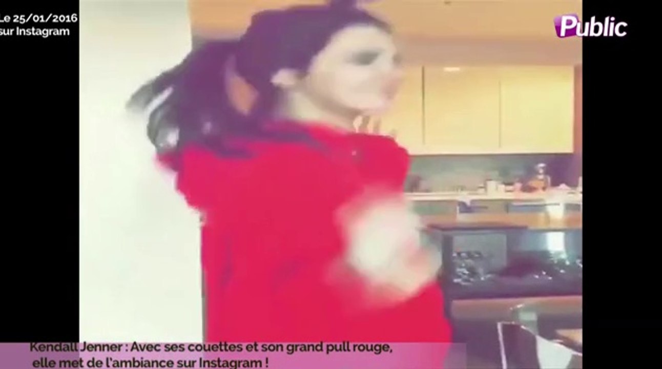 Exclu Vidéo : Kendall Jenner : Avec ses couettes et son grand pull rouge, elle met de l’ambiance sur Instagram !