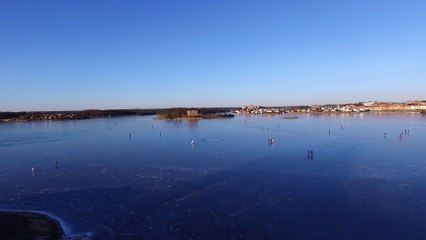 Winter and ice skating in Karlskrona. In the middle of the archipelago - Karlskrona, Sweden