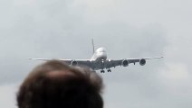 Airbus a380 crosswind landing at Miami. Big Planes