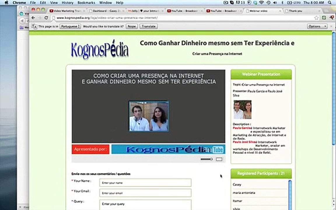 Here we test out one of Easy Webinar Plugin's Client Webinars