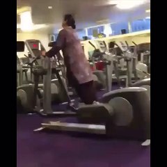 Fat Woman Exercise in Gym