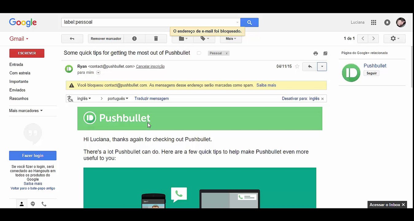 Como bloquear contatos no Gmail