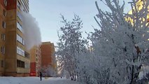 Pouring boiling water over a man at minus 36C