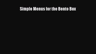 Simple Menus for the Bento Box  Free PDF