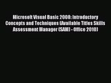 (PDF Download) Microsoft Visual Basic 2008: Introductory Concepts and Techniques (Available