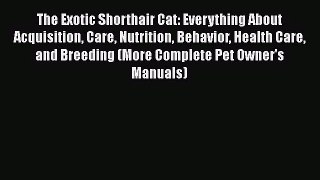 The Exotic Shorthair Cat: Everything About Acquisition Care Nutrition Behavior Health Care
