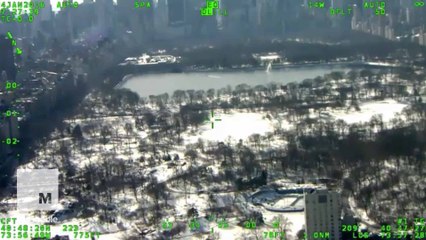 NYC landmarks captured in post-blizzard aerial footage