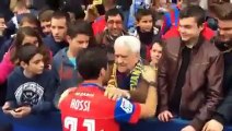 An old Levante supporter (almost crying) hugs Giuseppe Rossi