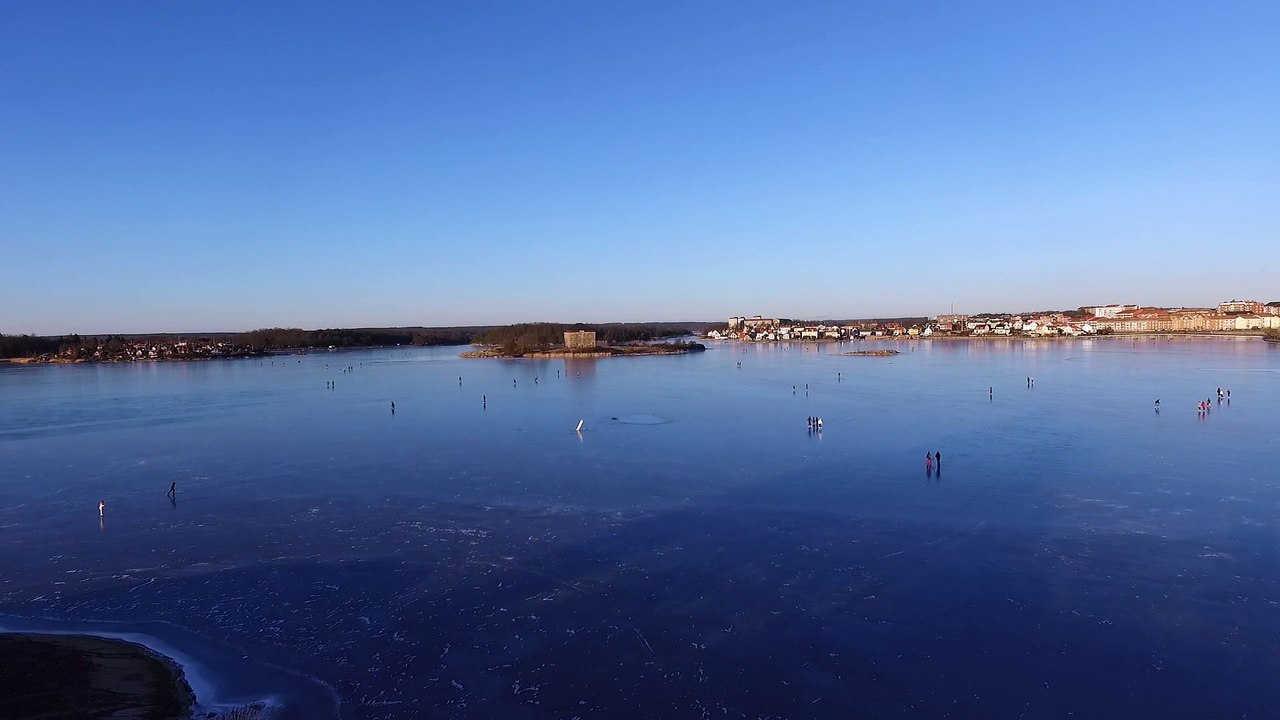 Winter and ice skating in Karlskrona. In the middle of the archipelago - Karlskrona, Sweden