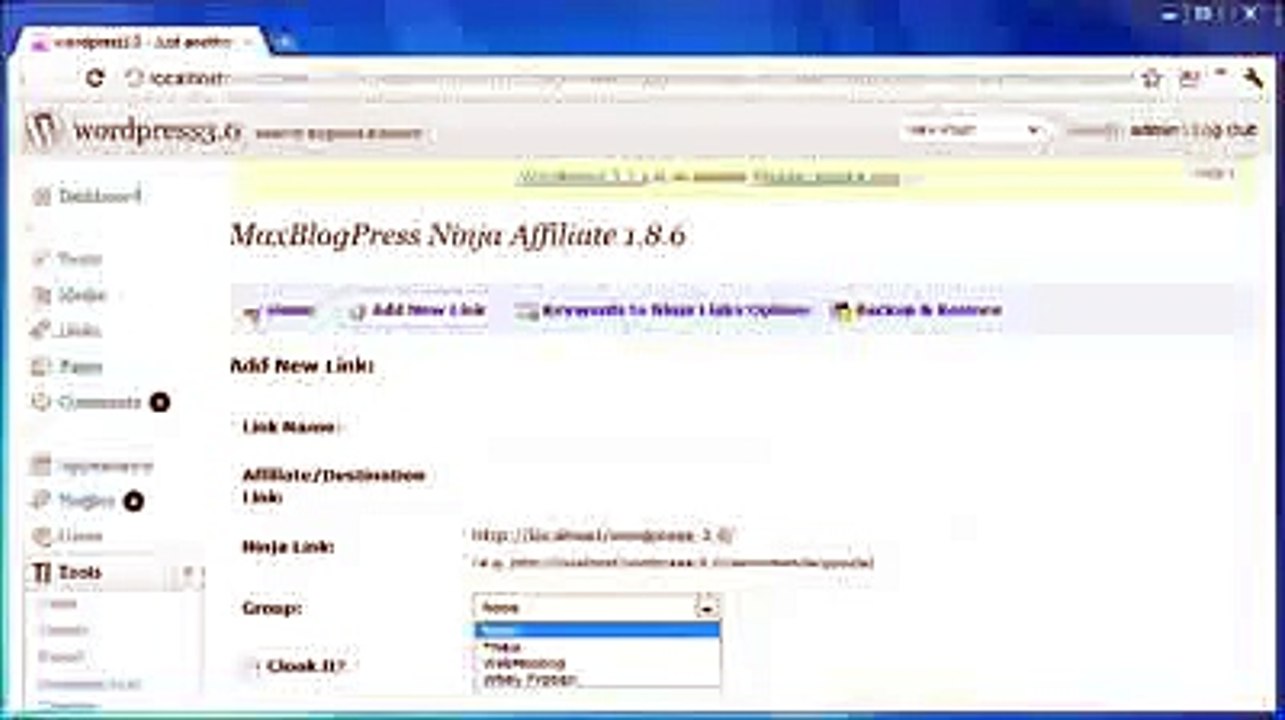 MaxBlogPress Ninja Affiliate Wordpress Affiliate Link Management Plugin 181