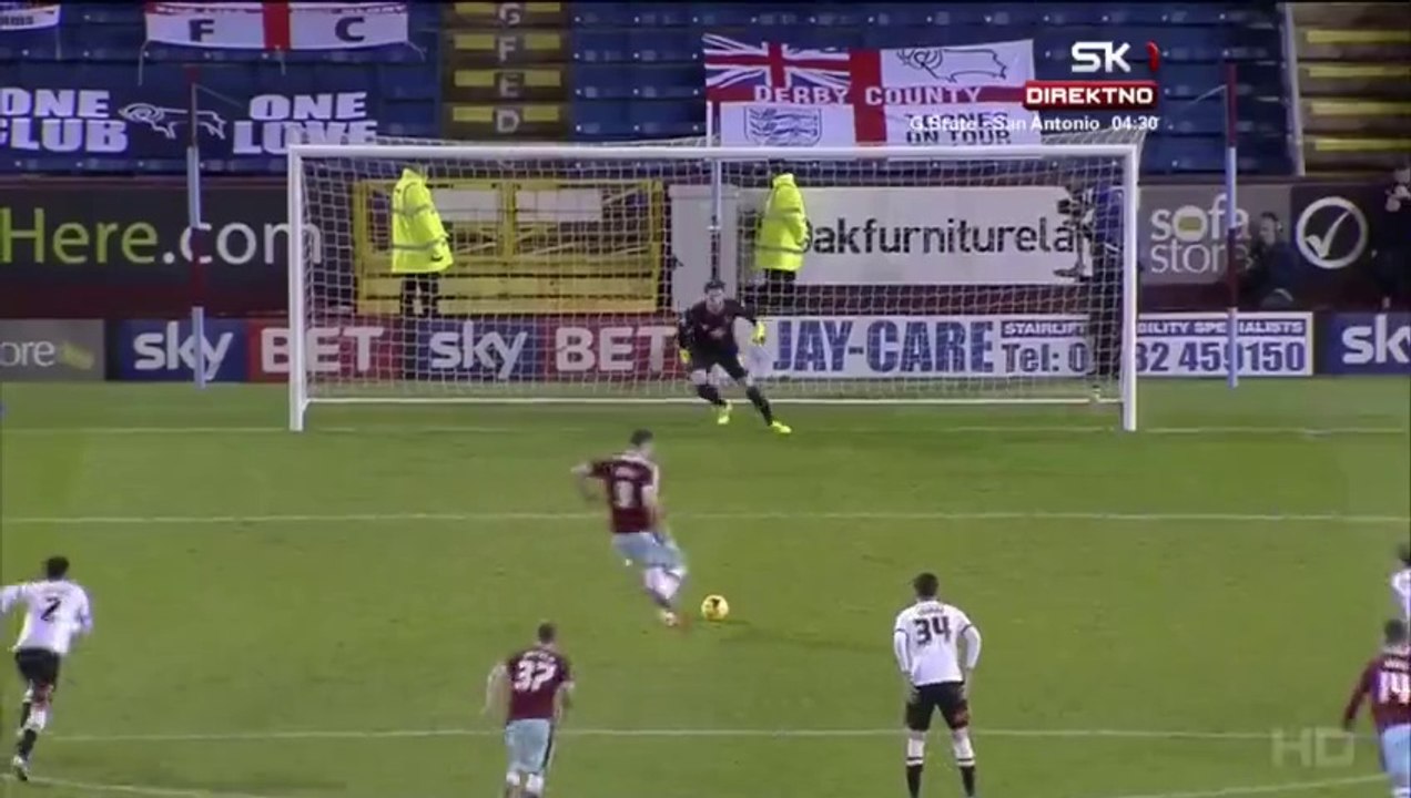 3-1 Sam Vokes Penalty Goal - Burnley v. Derby County - England - Championship 25.01.2016