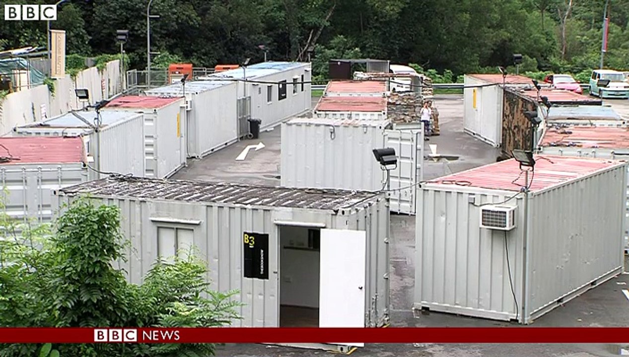 Art in converted shipping containers in Singapore