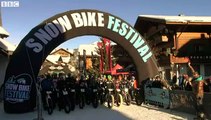 Snow bikes race through the Alps