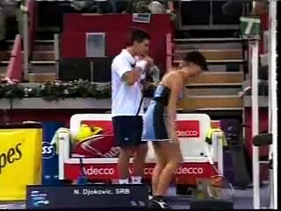 Novak Djokovic hits SEXY ball girl