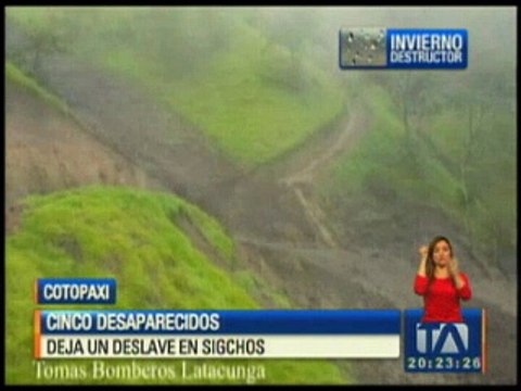 Derrumbe en Cotopaxi deja cinco personas desaparecidas