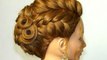 Bridal hairstyle for medium long hair. Updo with braids tutorial