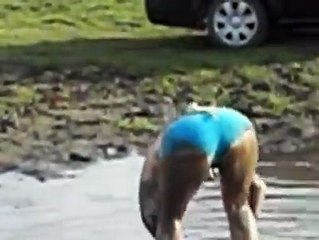 Girl dancing in the mud