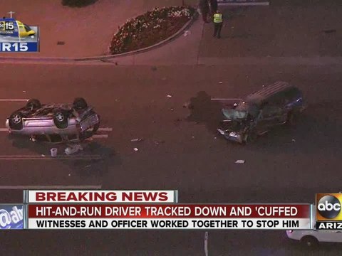 Hit and run driver tracked down and cuffed