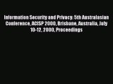 [PDF Download] Information Security and Privacy: 5th Australasian Conference ACISP 2000 Brisbane