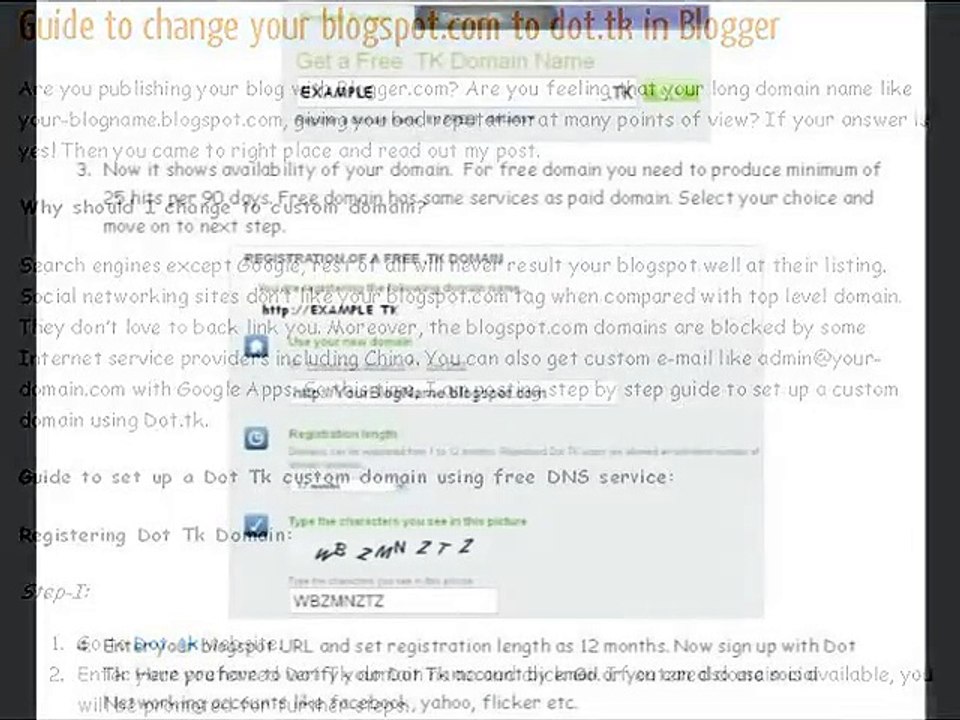 Free Dot TK Domain Add to Blogger Complete Set Up