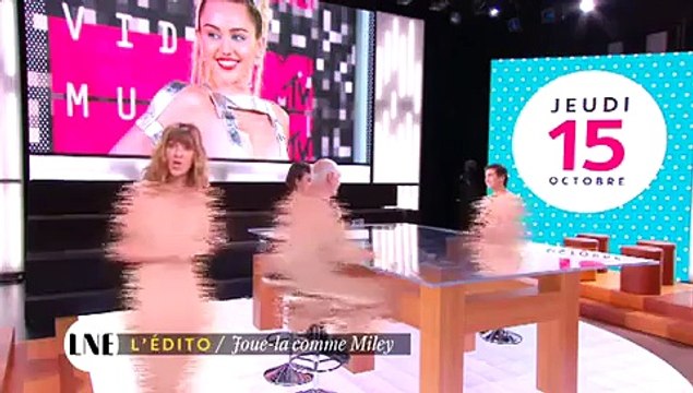 Daphné Bürki et les chroniqueurs de La Nouvelle Edition entièrement nus en clin d'oeil à Miley Cyrus