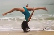 Front Flip Fail - Kicks herself in the face
