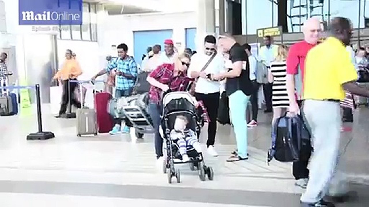 Kimberley Walsh and fiancé Justin Scott arrive in Barbados _ Daily Mail Online