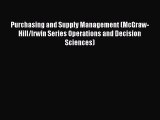 (PDF Download) Purchasing and Supply Management (McGraw-Hill/Irwin Series Operations and Decision