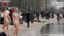 Beautiful Ukrainian Girls - National tradition winter swimming.