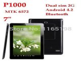 cheap !!!7 inch android 4.2  2G GSM dual SIM card slots Dual camera MTK 6572 512MB Bluetooth FM P1000  Phone call tablet pc-in Tablet PCs from Computer
