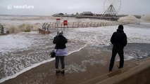 Fierce waves as storm hits Blackpool, UK