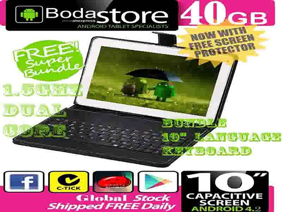 10.2 inch 40GB Boda GOOGLE ANDROID Jelly Bean 4.2  TABLET PC CAPACITIVE SCREEN E READER PAD TAB Bundle 10 Keyboard-in Tablet PCs from Computer