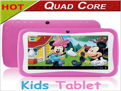 7 inch kids tablet pc Android 4.4 Quad Core 512MB+8GB 1024x600 wifi Dual Camera & Educational Games App children birthday gift-in Tablet PCs from Computer