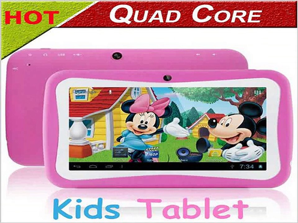 7 inch kids tablet pc Android 4.4 Quad Core 512MB+8GB 1024x600 wifi Dual Camera & Educational Games App children birthday gift-in Tablet PCs from Computer
