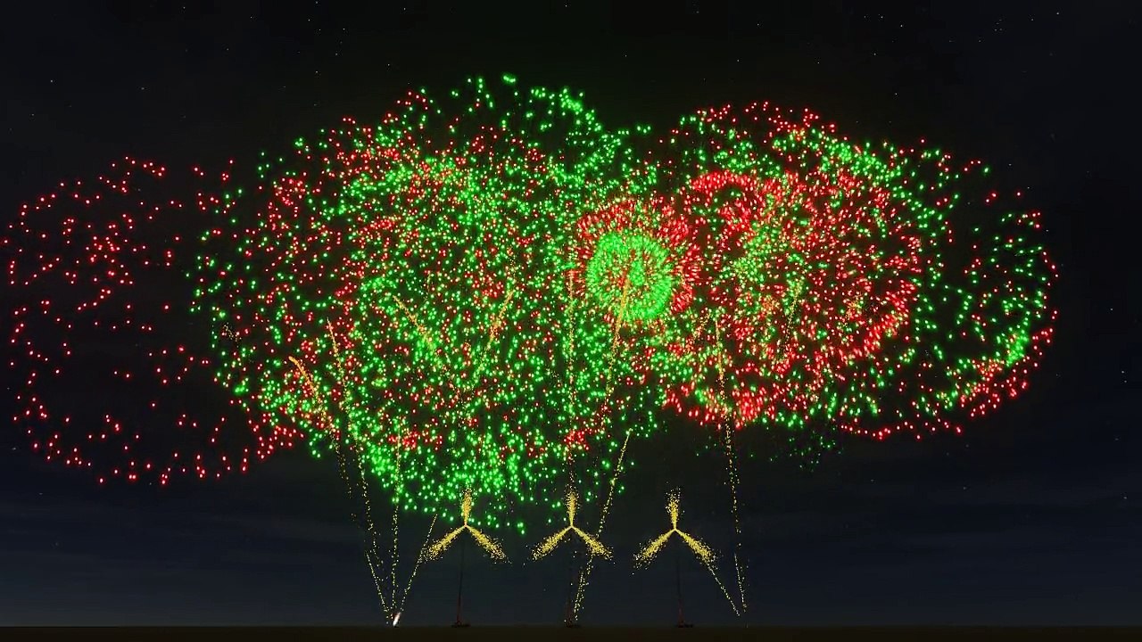 nouveau feu d'artifice avec 3 grues