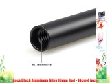 2pcs Black Aluminum Alloy 15mm Rod - 10cm 4 inch