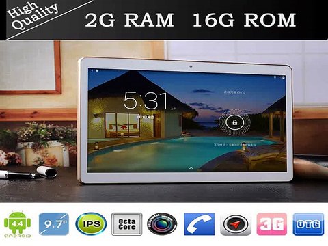 Brand new 9.7 Tablet pc Quad Core MTK6582 Andriod 4.4 3G phone call Dual Sim 2GB/16GB IPS 1280*800 FM bluetooth GPS 2+5MP flash-in Tablet PCs from Computer