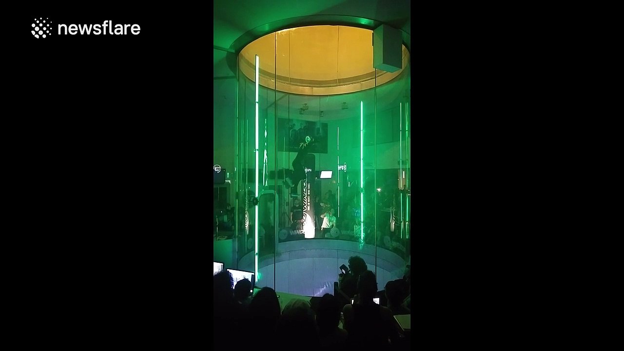 Amazing aerial dance moves in vertical wind tunnel