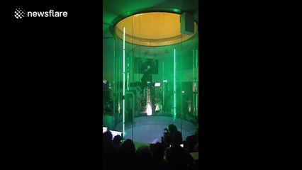 Amazing aerial dance moves in vertical wind tunnel