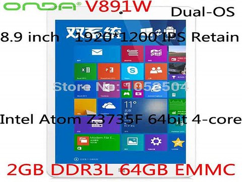 8.9 Onda V891w dual boot Tablet Intel Z3735F Quad Core 1920x1200 IPS Retain 2GB/64GB Dual Camera 5.0MP BT WIFI-in Tablet PCs from Computer