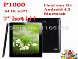 Good sale !!!7 inch 512MB DDR3 dual SIM card slots /cameras android 4.2 Bluetooth FM GSM MTK 6572 P1000 2G Phone call tablet-in Tablet PCs from Computer