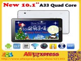 DHL Free Shipping 5pcs/lot Allwinner A33 Quad Core 10 inch Tablet PC Android 4.4 1GB RAM 8GB/16GB ROM Dual Camera Bluetooth Gift-in Tablet PCs from Computer