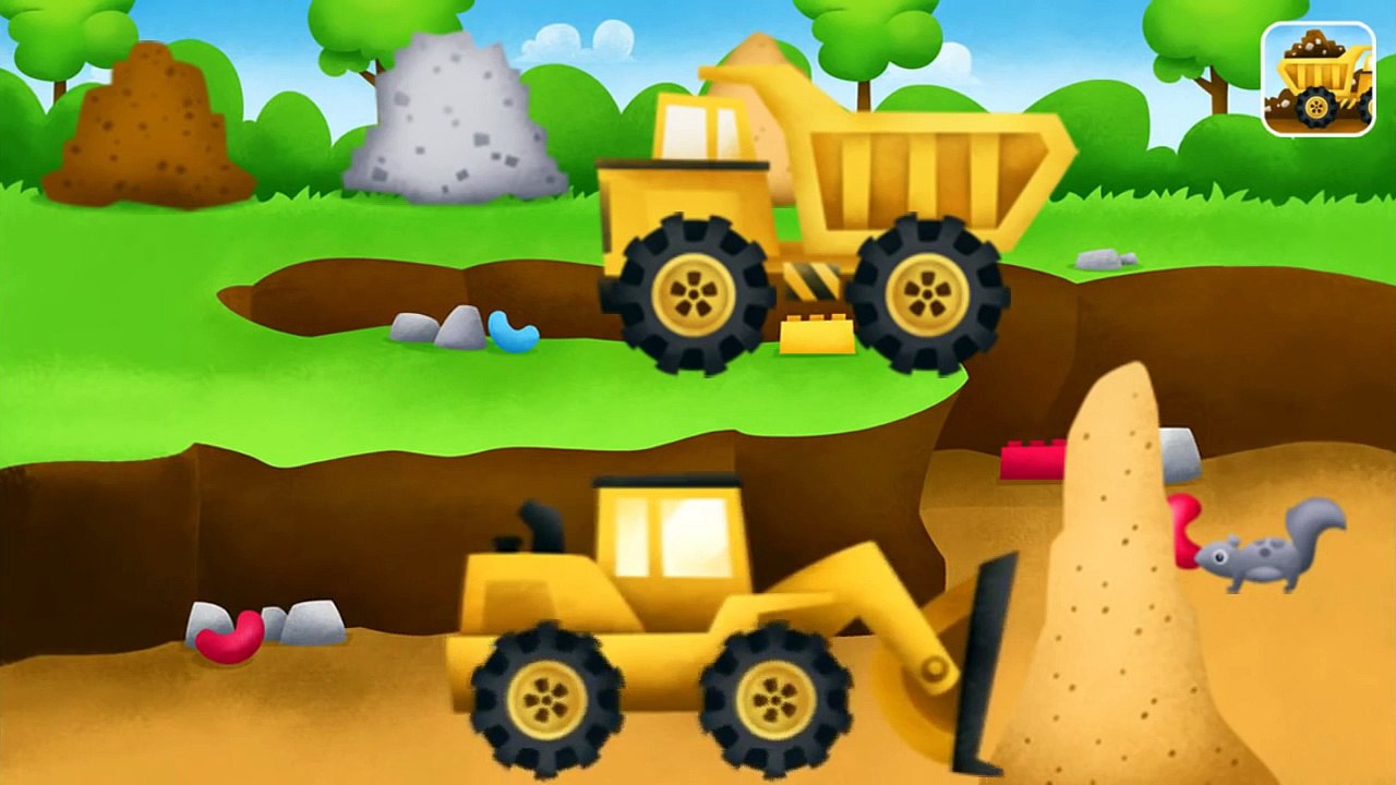 Çizgi Film İş Makineleri Damperli kamyon ve kepçe