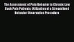 The Assessment of Pain Behavior in Chronic Low Back Pain Patients: Utilization of a Streamlined