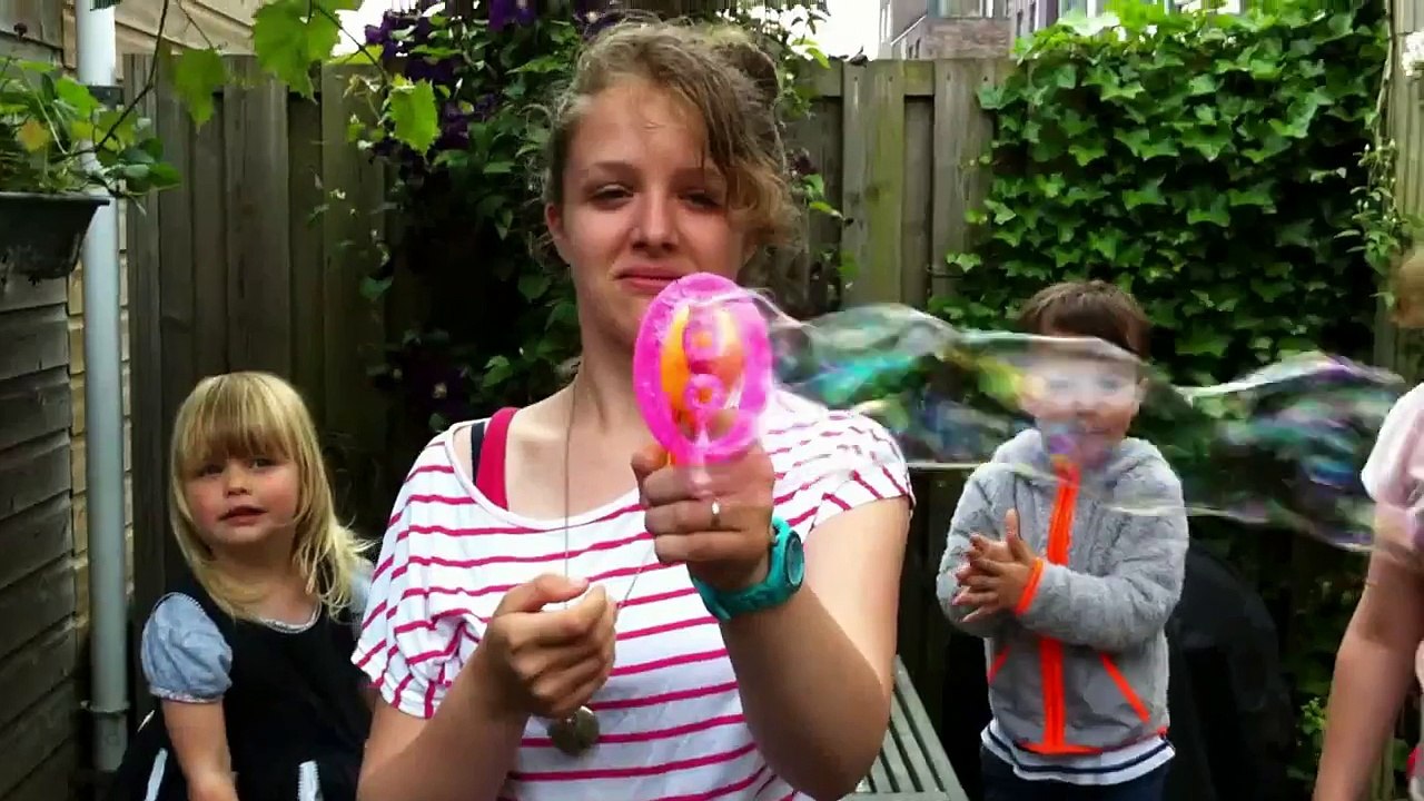 Happy bounsing children. Slow motion.