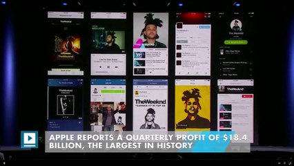 Apple reports a quarterly profit of $18.4 billion, the largest in history
