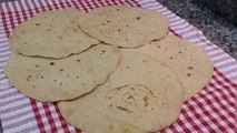 طريقه عمل الرغيف الشامي (خبز الشاورما) بدون فرن White Pita Bread _ Grilled Flatbread