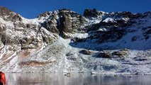 Walking on beautiful clean ice in Slovakian Mountains